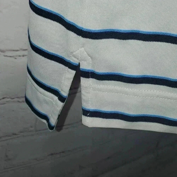 FootJoy FJ Golf Blue Striped Short Sleeve Polo Shirt Men's Size Large with Logo - Picture 8 of 13